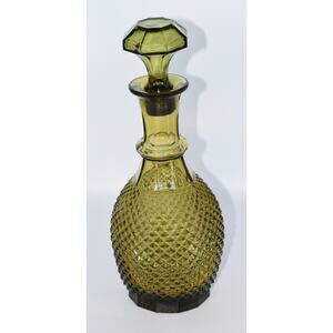 Empoli Pineapple Genie Bottles Vintage Italian Glass Decorative Decanter